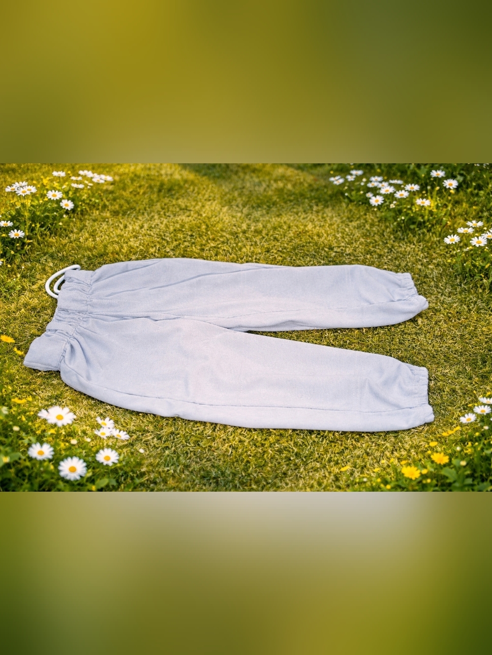 Kids Baseball Pants  Light Gray Elastic Waist Jogger Pants